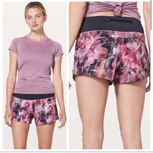 Lululemon Run Times Short II 4” Size 4 Sun Dazed Pink Black Lined Running